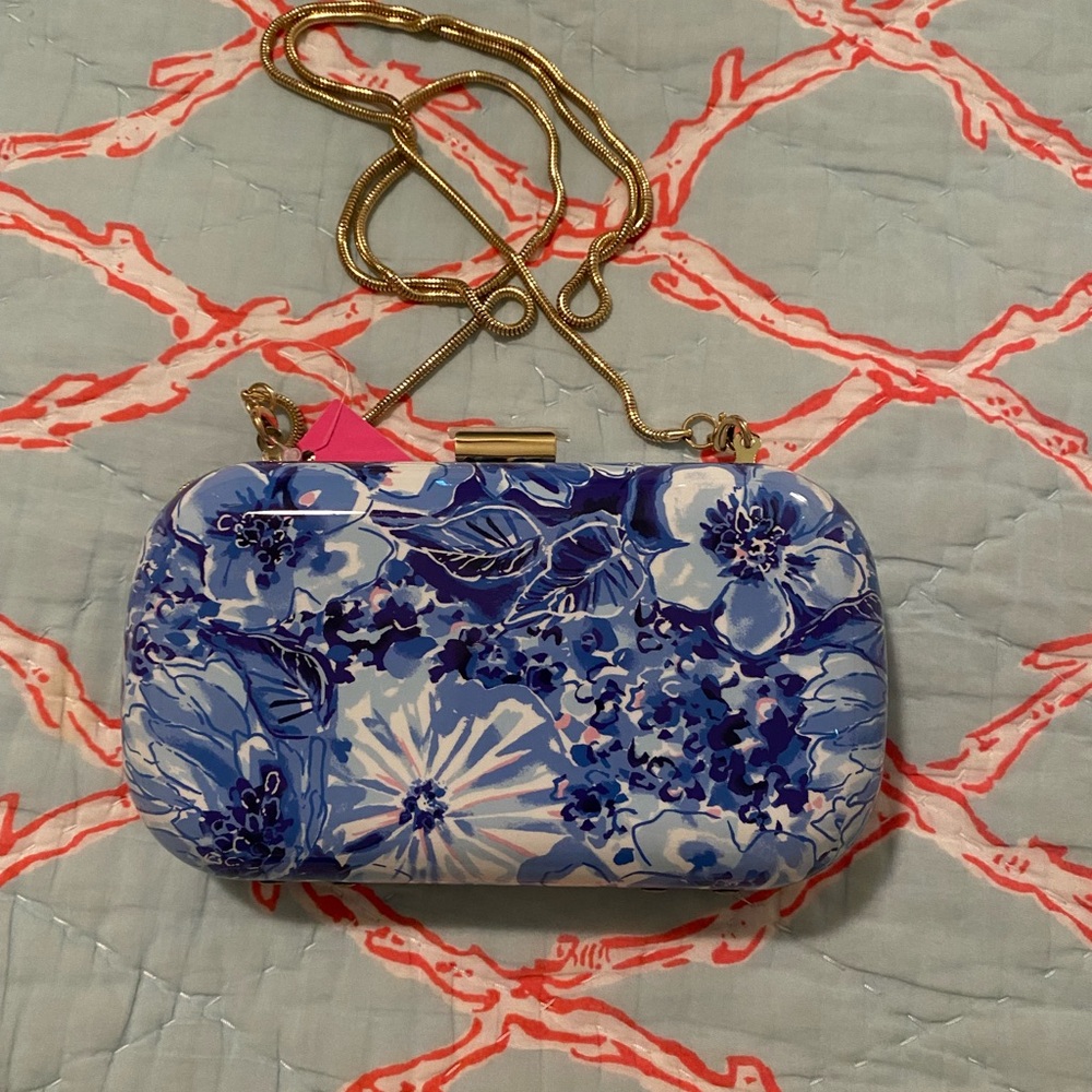 Floral Blue and Gold Women's Clutch